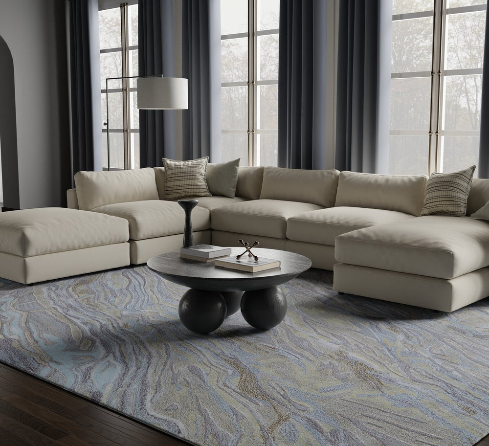 Feizy Rugs Kawai Hand-tufted Wool & Viscose Abstract Rug – Luxurious Modern Design For Stylish Home Decor Blue,Green,Gray Wool,Viscose Kaw8982fgrnmltf00