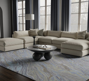 Feizy Rugs Kawai Hand-tufted Wool & Viscose Abstract Rug – Luxurious Modern Design For Stylish Home Decor Blue,Green,Gray Wool,Viscose Kaw8982fgrnmltf00