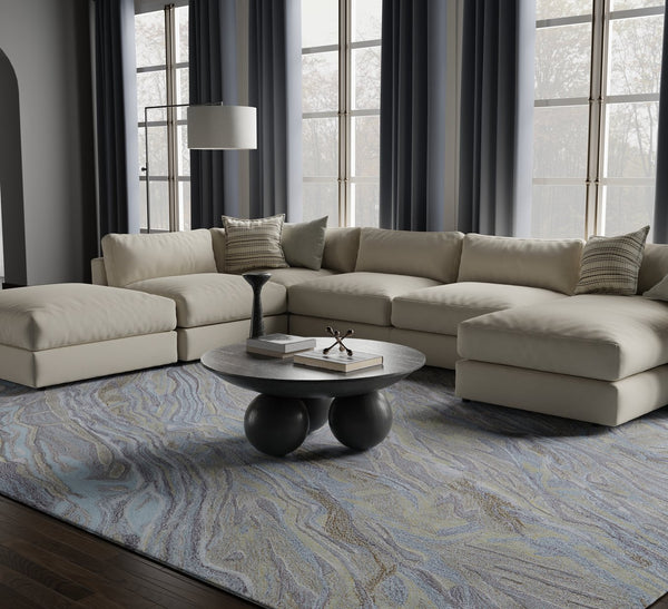 Feizy Rugs Kawai Hand-tufted Wool & Viscose Abstract Rug – Luxurious Modern Design For Stylish Home Decor Blue,Green,Gray Wool,Viscose Kaw8982fgrnmltf00