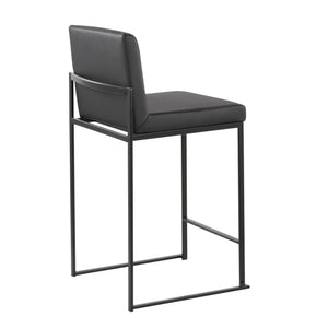 English Elm Fuji High Back Counter Stools Set Of 2 - Stylish Black Steel & Faux Leather Design For Comfort B202P221948