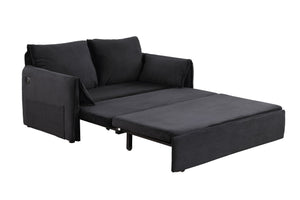 English Elm 3 In 1 Sleeper Sofa Couch Bed - Modern Black Fabric, Adjustable Comfort For Small Spaces & Guests W1420P225085
