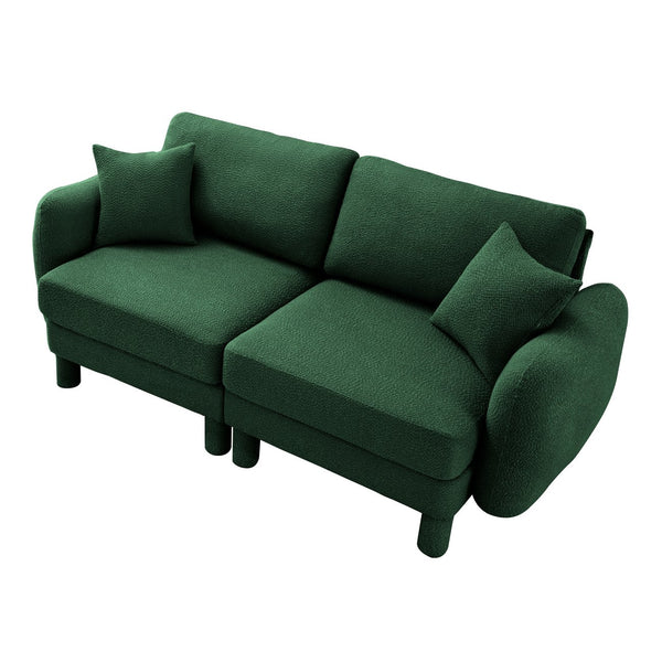 English Elm Boucle Fabric 2-Seater Loveseat Sofa With Shell-Shaped Armrests & Plush Cushions For Comfort W3041S00306