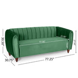 Christopher Knight Home® - Noble House - Richland Modern Glam Velvet Channel Stitch 3 Seater Sofa