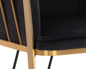 Sunpan Caily Lounge Chair - Modern Elegance with Brushed Gold Frame and Stylish Black Steel Legs Abbington Black