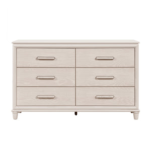 English Elm Modern Glam Six Drawer Dresser White Wood Bedroom Storage with Chrome Pulls B011P424782