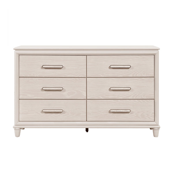 English Elm Modern Glam Six Drawer Dresser White Wood Bedroom Storage with Chrome Pulls B011P424782