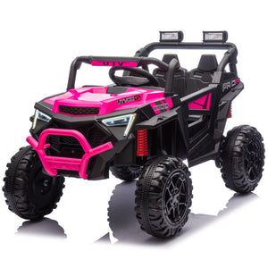 English Elm 24v 400w Kids Electric Utv Ride on with Remote Bluetooth Led Suspension Cockpit Pink W1578P284294