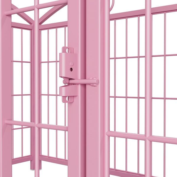 English Elm Dog Playpen 8 Panel Heavy Duty Iron Pet Enclosure Foldable Indoor Outdoor Exercise Pen Pink W368P233998