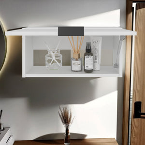 English Elm White Pull-Up Wall Cabinet 1-Shelf Compact Space-Saver 20" W x 9.9" H Bright White Finish Durable Materials B062P380083