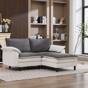 English Elm 70.87" Chenille Modular Cloud Sectional with Ottoman Deep Plush Seating for Living Rooms W5029S00001