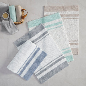JLA Home Madison Park - Reversible Cotton Bath Rug with Plush Absorbent Pile, Dual-Sided Cut & Loop Design, Machine-Washable Elegance Grey MP72-1487