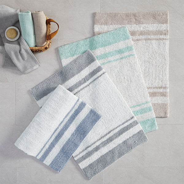 JLA Home Madison Park - Reversible Cotton Bath Rug with Plush Absorbent Pile, Dual-Sided Cut & Loop Design, Machine-Washable Elegance Grey MP72-1487