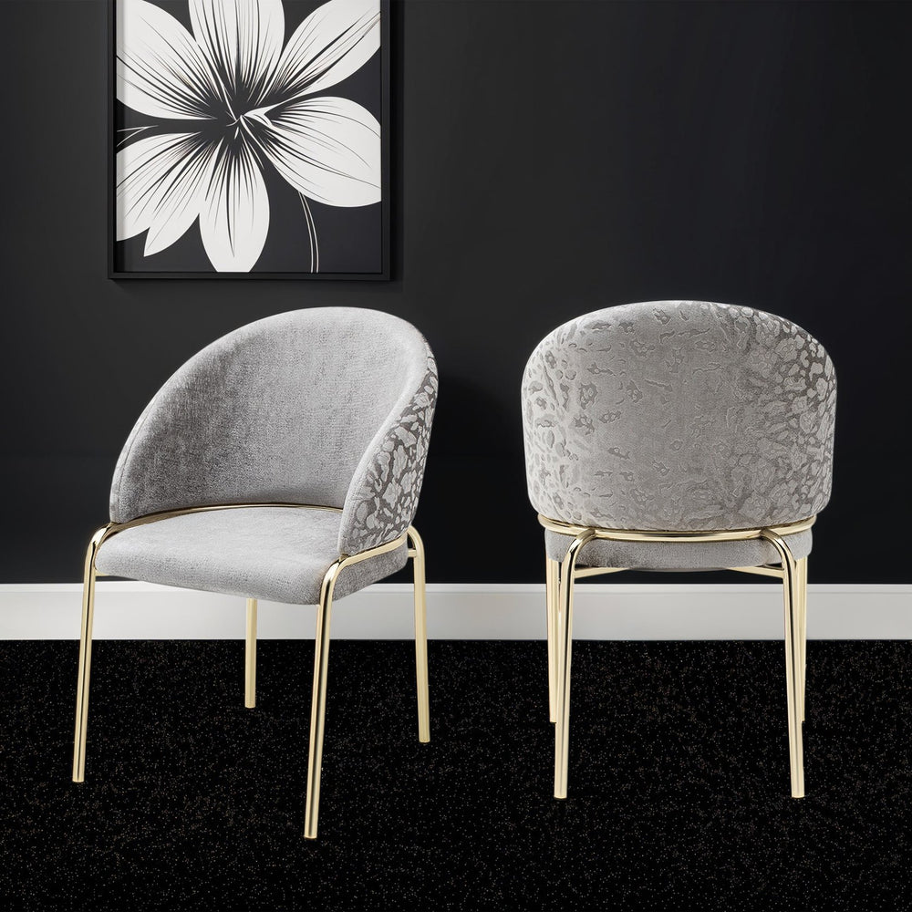 English Elm Onyx Luxurious Velvet & Chenille Accent Chair Light Gray with Gold Metal Legs — Elegant Durable Design B009P332652