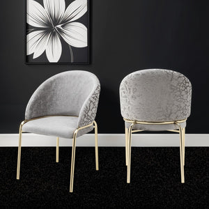 English Elm Onyx Luxurious Velvet & Chenille Accent Chair Light Gray with Gold Metal Legs — Elegant Durable Design B009P332652