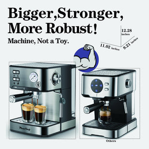 English Elm 20 Bar Stainless Steel Espresso Machine with Steam Wand for Home Barista Brewing W1002P292428