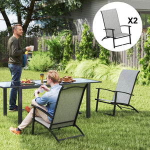 English Elm Outsunny Acacia Wood Patio Rocking Chair Set of 2 with Cushions and Armrests W2225P485609