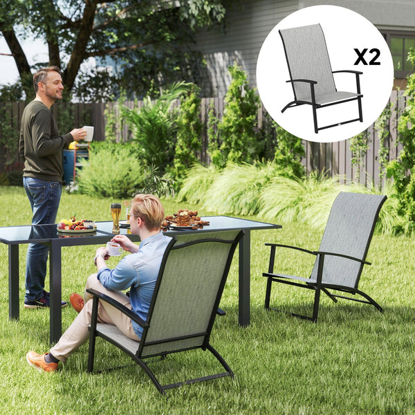 English Elm Outsunny Acacia Wood Patio Rocking Chair Set of 2 with Cushions and Armrests W2225P485609