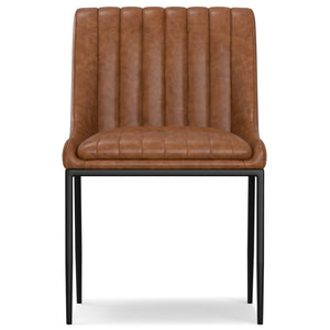 English Elm Melody Vegan Leather Dining Chairs Channel Tufted with Black Steel Frame Set of 2 B136P266938