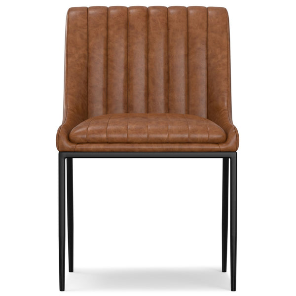 English Elm Melody Vegan Leather Dining Chairs Channel Tufted with Black Steel Frame Set of 2 B136P266938