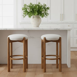 English Elm Christopher Knight Home® - Tara Stylish Wooden Barstool Set Of 2: Walnut Finish With Ivory Upholstery For Modern Spaces N775P333863W