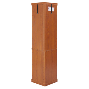 English Elm Lighted Corner Curio Cabinet - Stylish Dark Oak Display Case With Adjustable Shelves & Built-In Lighting W1758P300103