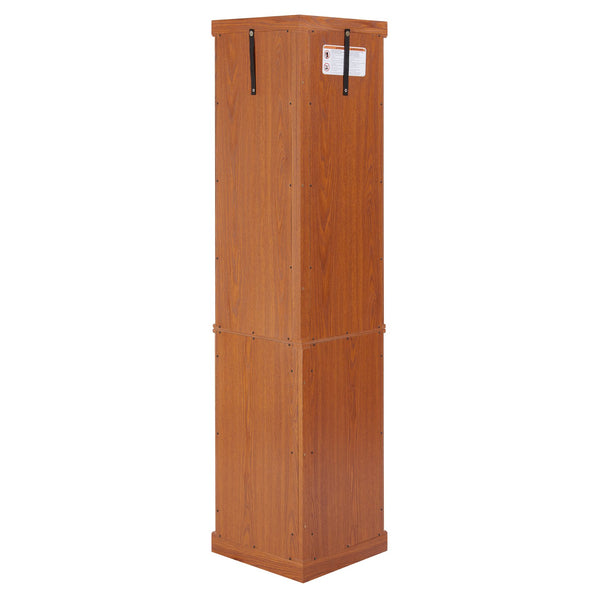 English Elm Lighted Corner Curio Cabinet - Stylish Dark Oak Display Case With Adjustable Shelves & Built-In Lighting W1758P300103