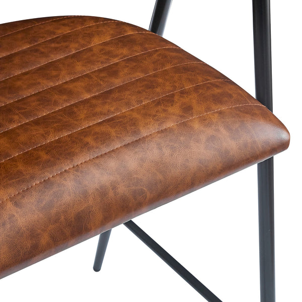 English Elm Christopher Knight Home® - 26'' PU Upholstered Counter Stools Set of 2 with Curved Backrest, Padded Seats & Iron Frame, Brown N780P199985B