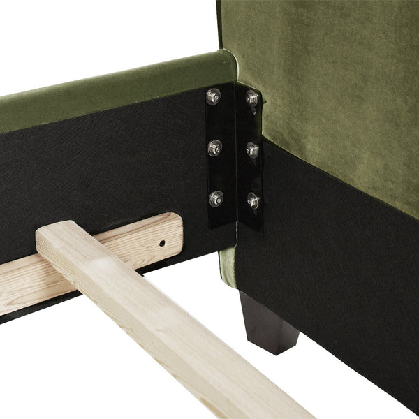 English Elm Jennifer Taylor Home - Marcella Upholstered Shelter Headboard Bed Set - Queen Size In Olive Green Velvet For Luxe Comfort B2719P238221