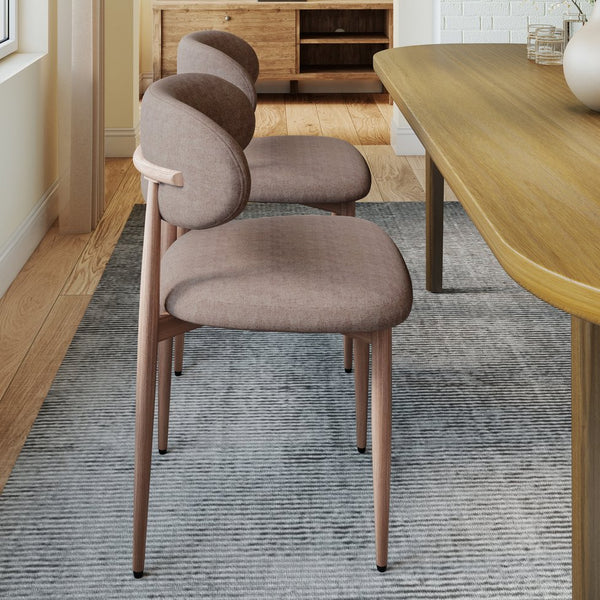English Elm Dining Chair Set with Wood Grain Metal Frame Upholstered Seat Modern Farmhouse Kitchen Coffee W3316P449689