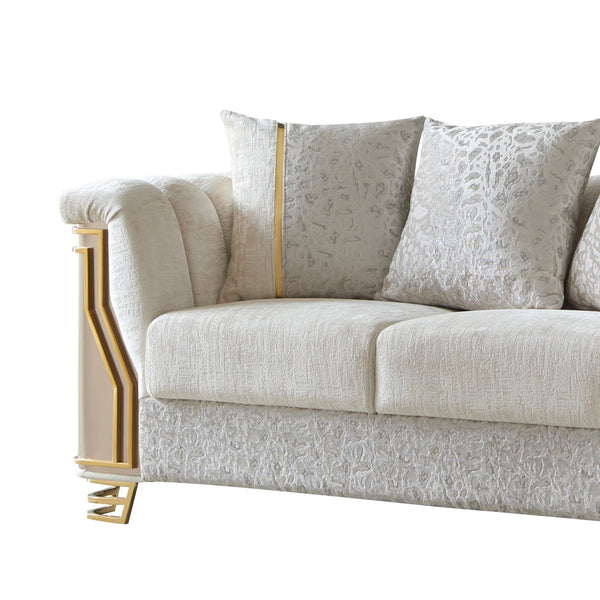 English Elm Antigua Glam Two Seat Loveseat with Gold Accent Arms and Plush Upholstered Cushions B009P417489