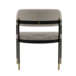 English Elm Lia Metal Chenille Armchair with Brushed Gold Accents, Floating Back Design, Luxurious Comfort Stone Gray B365P397705
