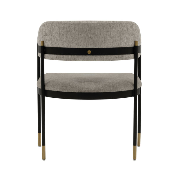 English Elm Lia Metal Chenille Armchair with Brushed Gold Accents, Floating Back Design, Luxurious Comfort Stone Gray B365P397705