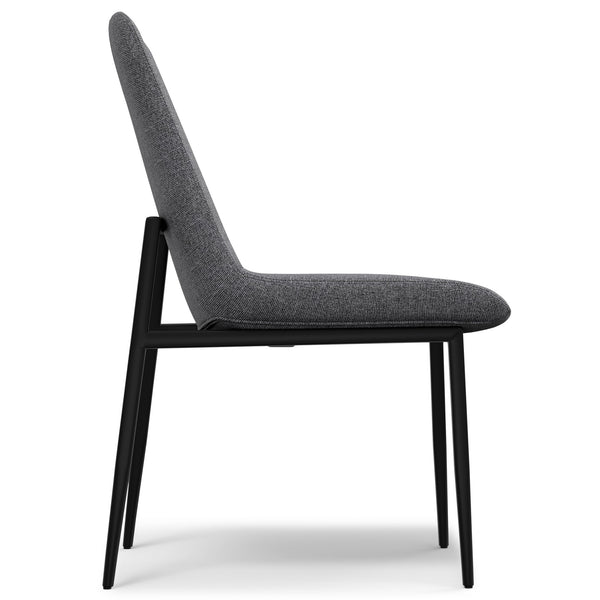 English Elm Savannah Grey Fabric Dining Chairs Set of 2 — Ergonomic Padded Seats, Sleek Black Metal Legs, Compact Durable Design B136P266920