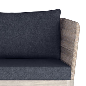 English Elm Santiago Outdoor Sofa in Slate Grey — Handcrafted Aluminum & Acacia Wood, Water-Repellent Cushions, Removable Covers B136P159396