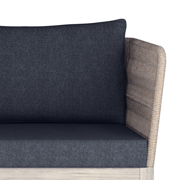 English Elm Santiago Outdoor Sofa in Slate Grey — Handcrafted Aluminum & Acacia Wood, Water-Repellent Cushions, Removable Covers B136P159396