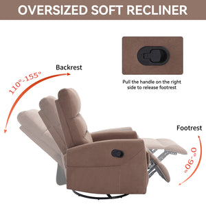 English Elm Manual Swivel Rocker Recliner Fabric Chair with 360 Degree Rotation for Living Room W3224P289292