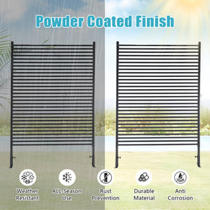English Elm 71.26''x46.65'' Freestanding Steel Slatted Patio Privacy Screen Matte Black Outdoor Panel W1422P270178