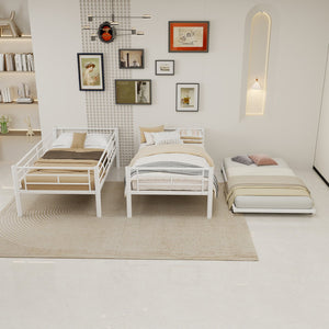 English Elm Heavy-duty Metal Twin over Twin Bunk Bed with Noise-Reducing Design, Safety Rail, Ladder, 350lb Capacity White W1935P300342