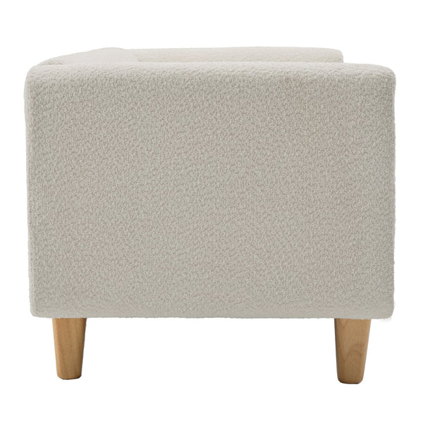 English Elm Modern Boucle Three Seat Sofa with Rubberwood Legs Pocket Spring Support Living Room Oatmeal N763P403678D