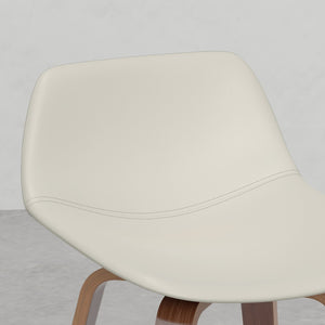 English Elm Harvard Cream Bentwood Counter/Bar Stools Set of 2 — Mid-Century Faux Leather Seats, Chrome Footrest B2732P253611