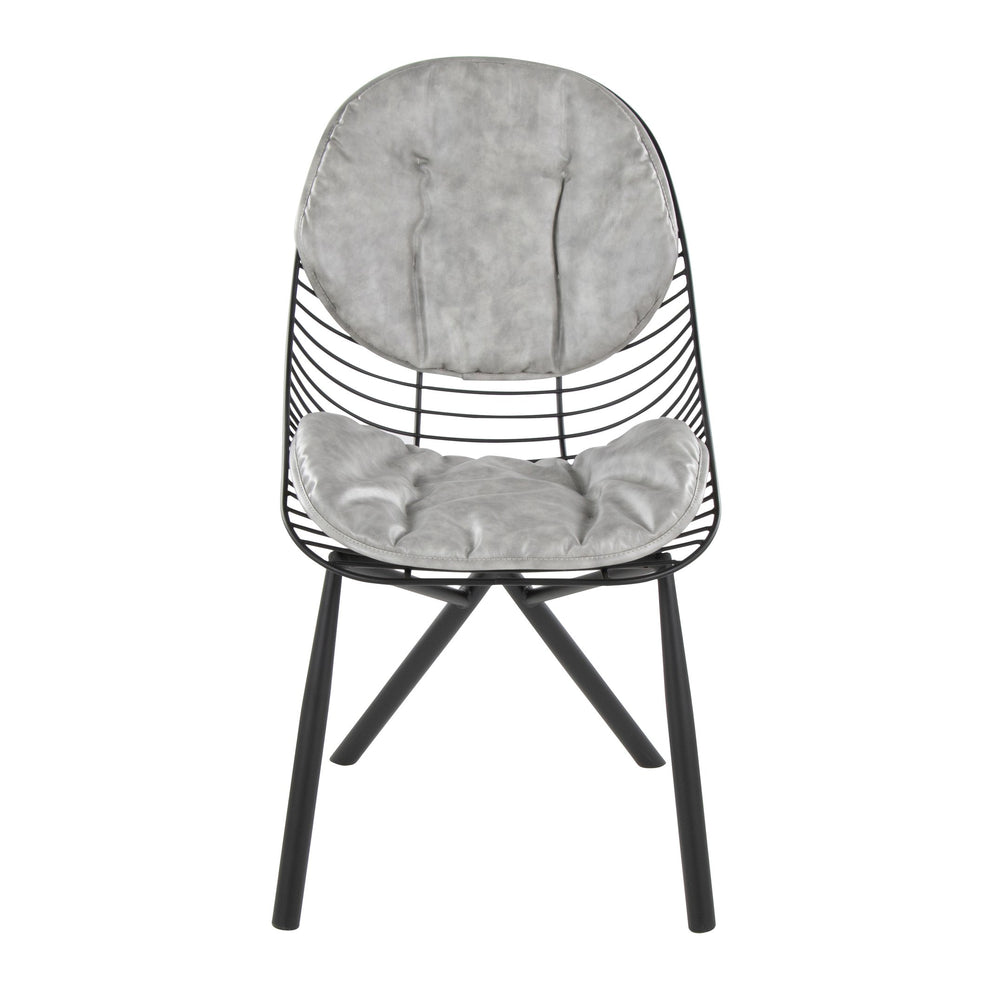 English Elm Chair Set of 2 Industrial Modern Black Metal Frame with Faux Leather Dining Seats B202P471345