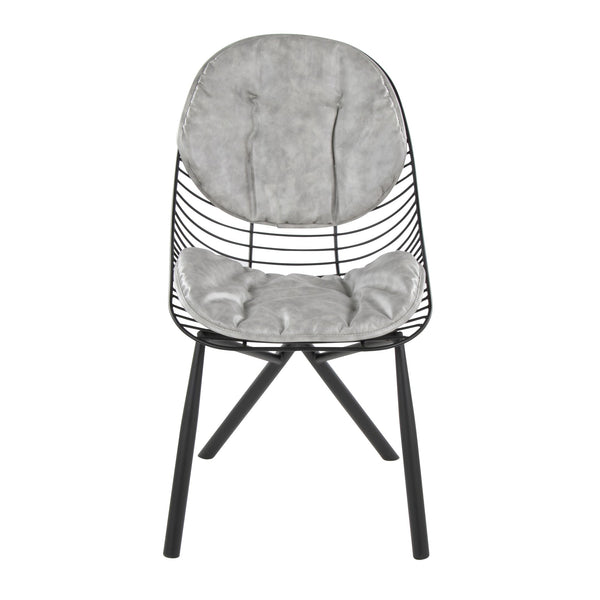 English Elm Chair Set of 2 Industrial Modern Black Metal Frame with Faux Leather Dining Seats B202P471345