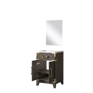 English Elm Brown Oak Single Bath Vanity With Acrylic Countertop & Mirror – Perfect For Compact Spaces! B2731S01449