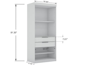 English Elm Mulberry 36" Wardrobe Closet with Adjustable Shelves, Sleek Aluminum Handles, Space-Saving Design White B365S00004