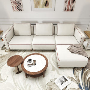 English Elm Modular Sectional Sofa: 121" Luxury Cloud Couch With Washable Covers, Plush Down-Filled Cushions & Ottoman T3966S00009