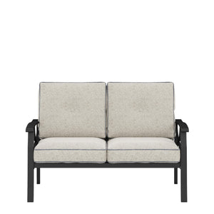 English Elm 48" Outdoor Steel Loveseat with Curved Arms Foam Cushions Patio Balcony Seating B082P455148