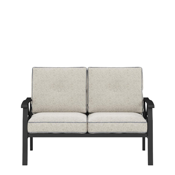 English Elm 48" Outdoor Steel Loveseat with Curved Arms Foam Cushions Patio Balcony Seating B082P455148