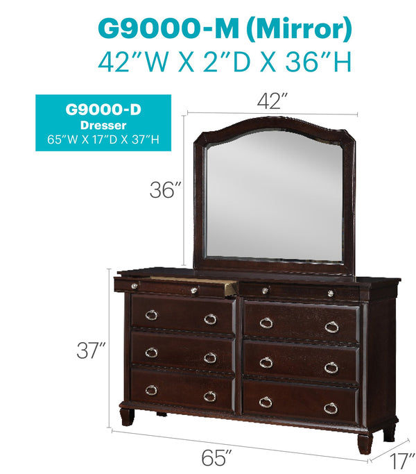 English Elm Triton G9000-D Dresser in Deep Cappuccino with Bevel Mirror, Nickel Hardware, Felt-Lined Drawers — 65" Wide Elegance B078108505