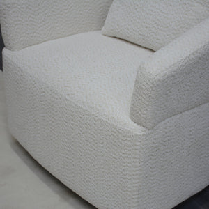 English Elm Modern 360 Degree Swivel Sofa Chair - Beige Velvet Accent, High-Back, Solid Wood Frame, 350lb Capacity W1183P254690