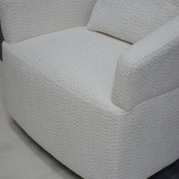 English Elm Modern 360 Degree Swivel Sofa Chair - Beige Velvet Accent, High-Back, Solid Wood Frame, 350lb Capacity W1183P254690